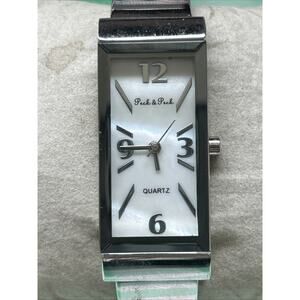 Peck And Peck Silver Tone MOP Dial Women’s Cuff Watch